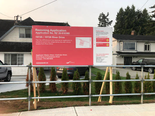 Large rezoning commercial real estate realtor sign