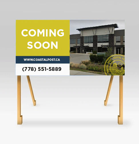 Large coming soon real estate realtor sign. 4mm Coroplast 4' x 8' 48" x 96"