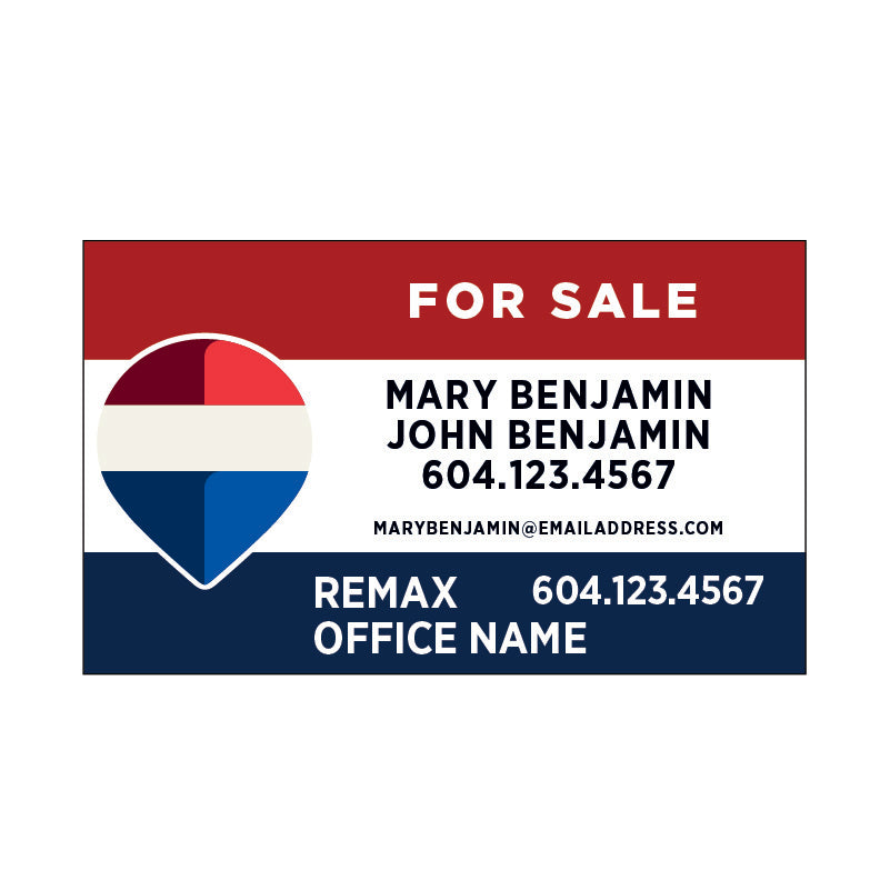 For Sale Signs Horizontal - Red White Blue