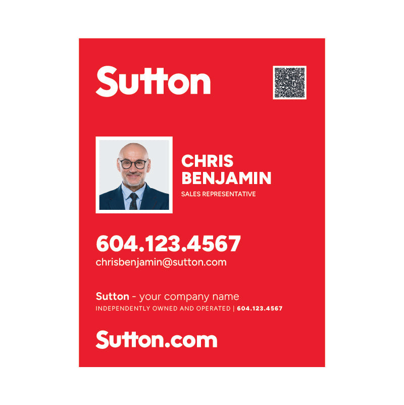 Lawn Signs Vertical - RED With Agent Photo