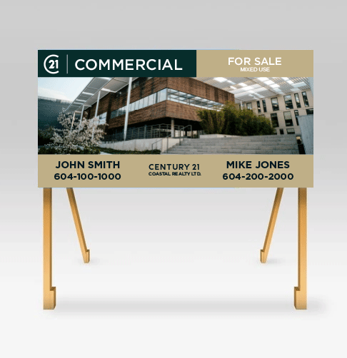 Commercial For Sale Sign Print on 4mm Coroplast 4' x 8' 48" x 96"