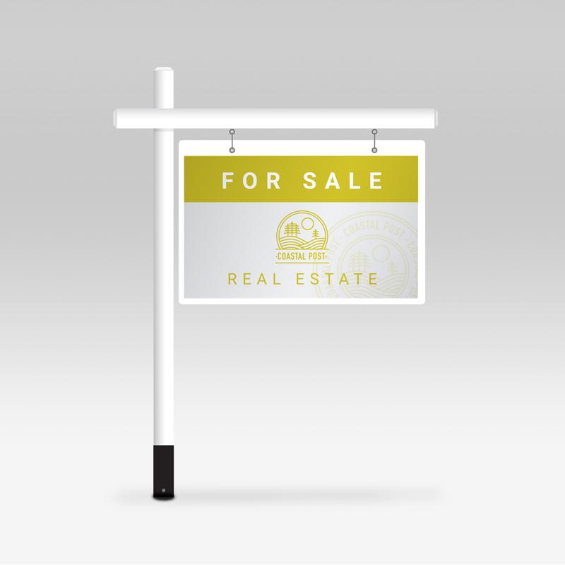 Realtor real estate For Sale Sign Post 4mm Coroplast 32"x24" - attached to post